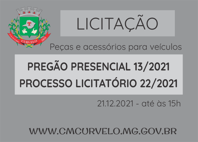 LICITAÇÃO - PREGÃO PRESENCIAL 13/2021 - PEÇAS PARA VEÍCULOS