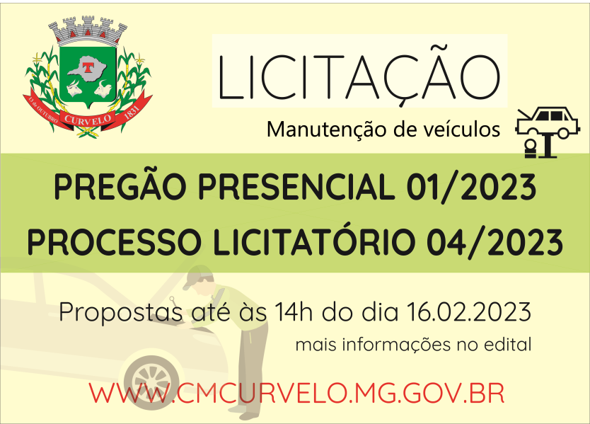 LICITAÇÃO - PREGÃO PRESENCIAL - 01/2023 - MANUTENÇÃO DE VEÍCULOS 