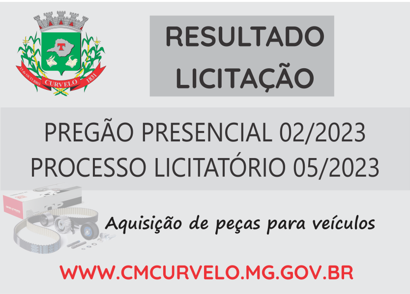 RESULTADO - PREGÃO PRESENCIAL 02/2023 - AQUISIÇÃO DE PEÇAS PARA VEÍCULOS