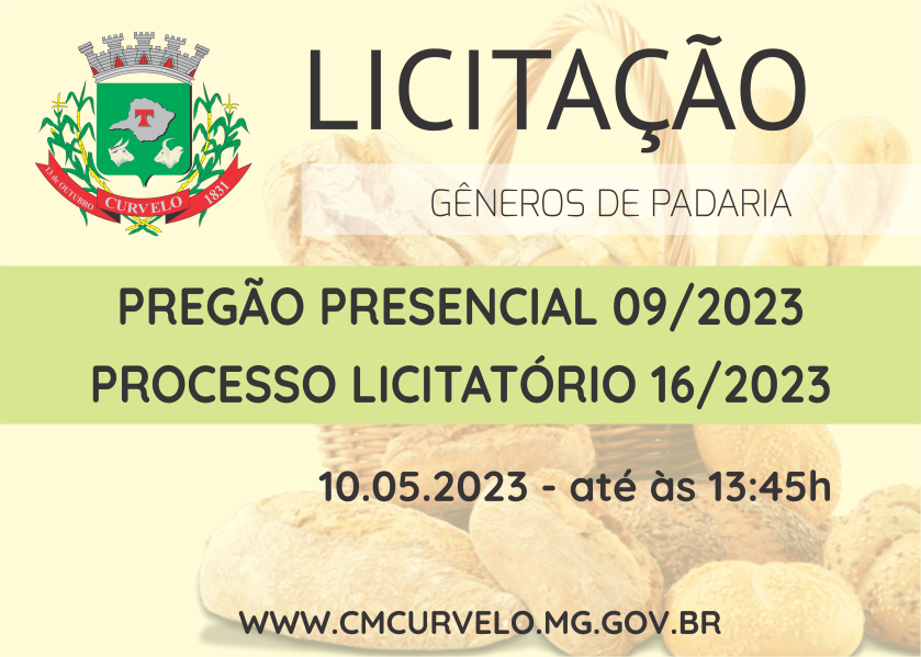 LICITAÇÃO - PREGÃO PRESENCIAL - 09/2023 - GÊNEROS DE PADARIA