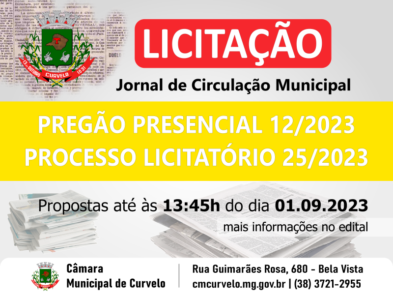LICITAÇÃO - PREGÃO PRESENCIAL 12/2023 - JORNAL DE CIRCULAÇÃO MUNICIPAL