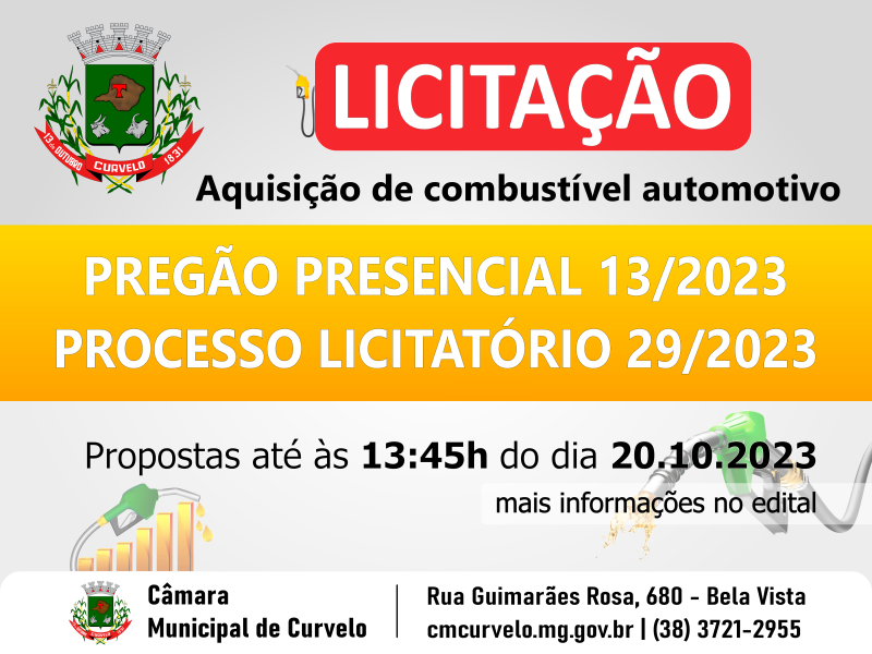 LICITAÇÃO - PREGÃO PRESENCIAL 13/2023 - AQUISIÇÃO DE COMBUSTÍVEL AUTOMOTIVO