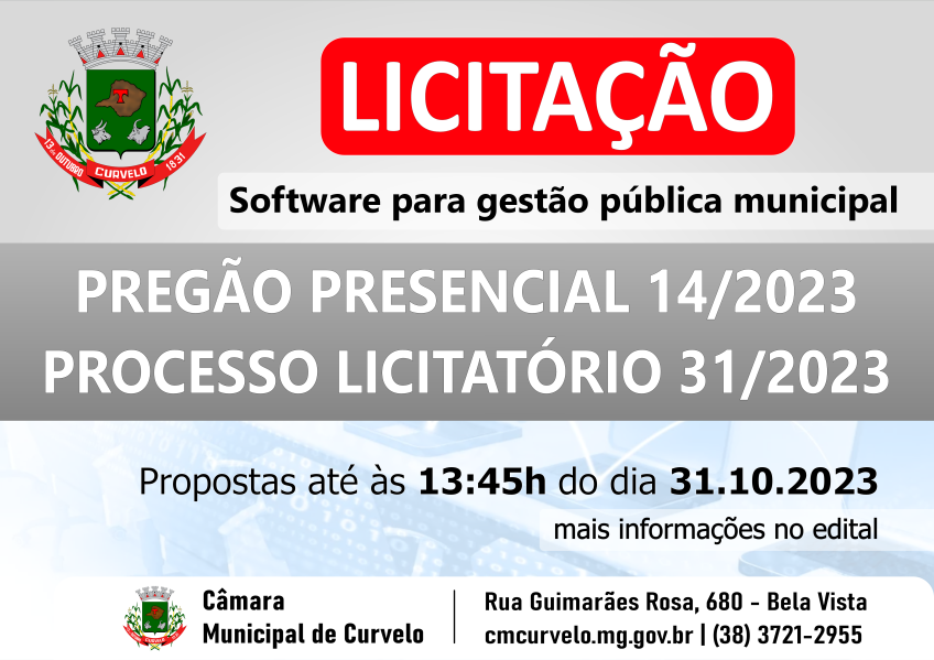 LICITAÇÃO - PREGÃO PRESENCIAL 14/2023 - SOFTWARE DE GESTÃO PÚBLICA MUNICIPAL 