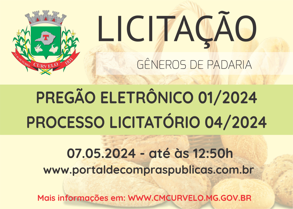 LICITAÇÃO - PREGÃO ELETRÔNICO 01/2024 - GENÊROS DE PADARIA
